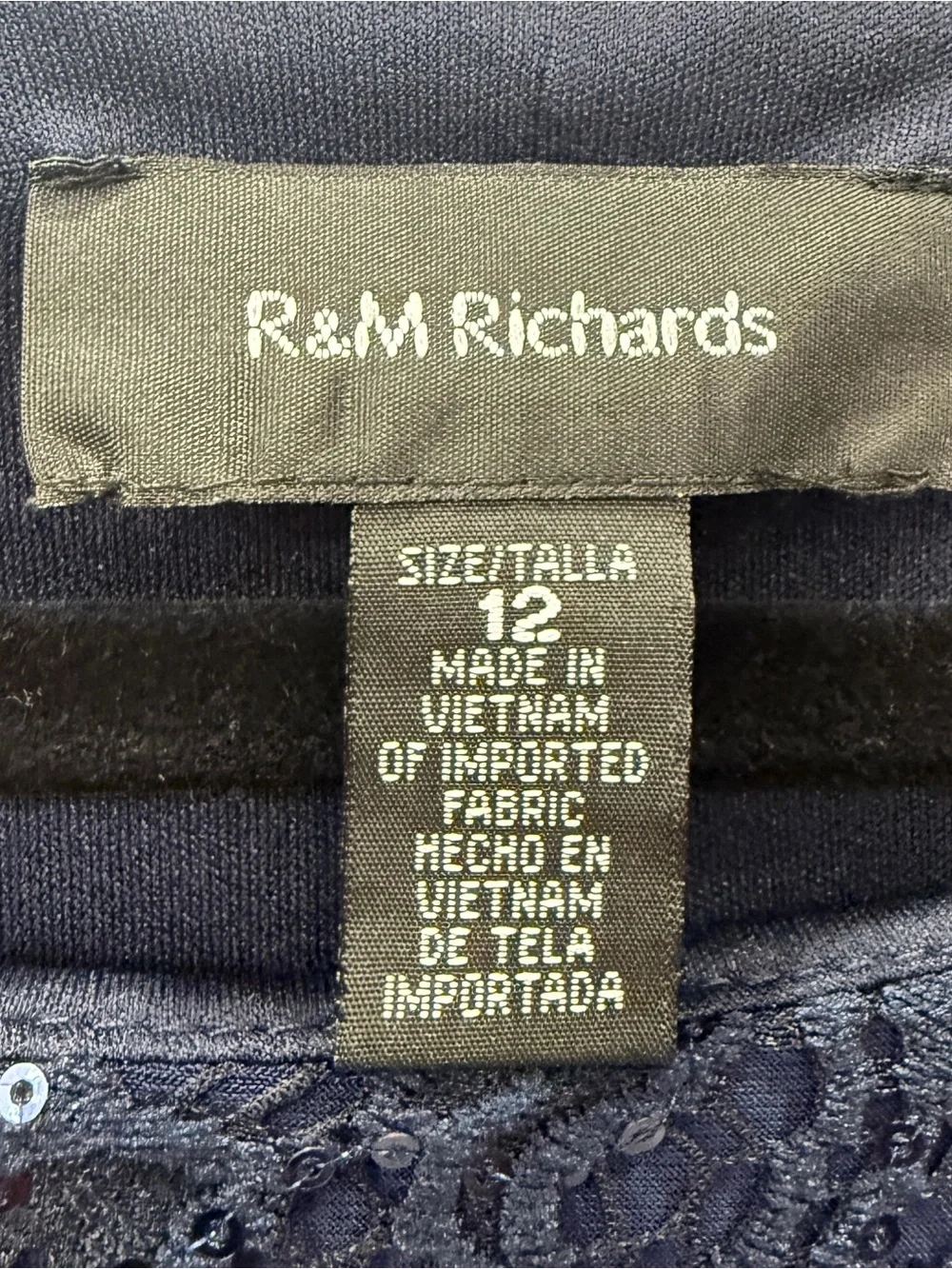 R&M Richards Navy Lace & Sequin Overlay Dress - Picture 3 of 3
